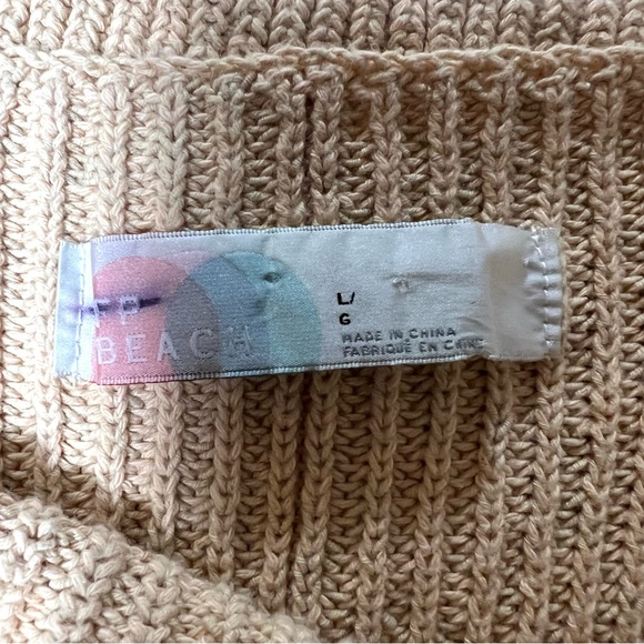 FREE PEOPLE FP Beach Freya Sweater Oatmeal Short Sleeve Rib Knit Size Large - Picture 9 of 11